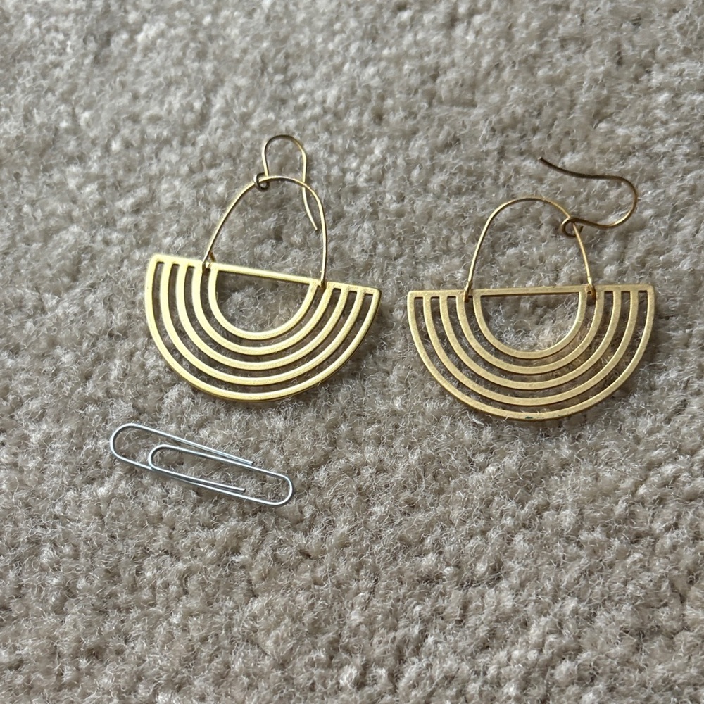 Gold Geometric Hoop Earrings - Picture 2 of 2